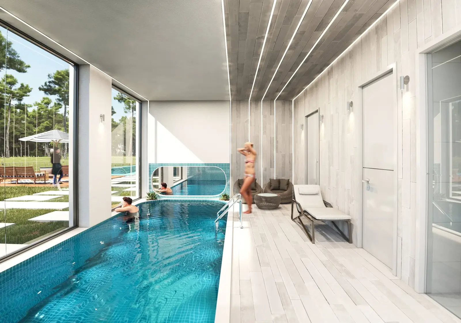Aroeira Villa indoor pool corridor