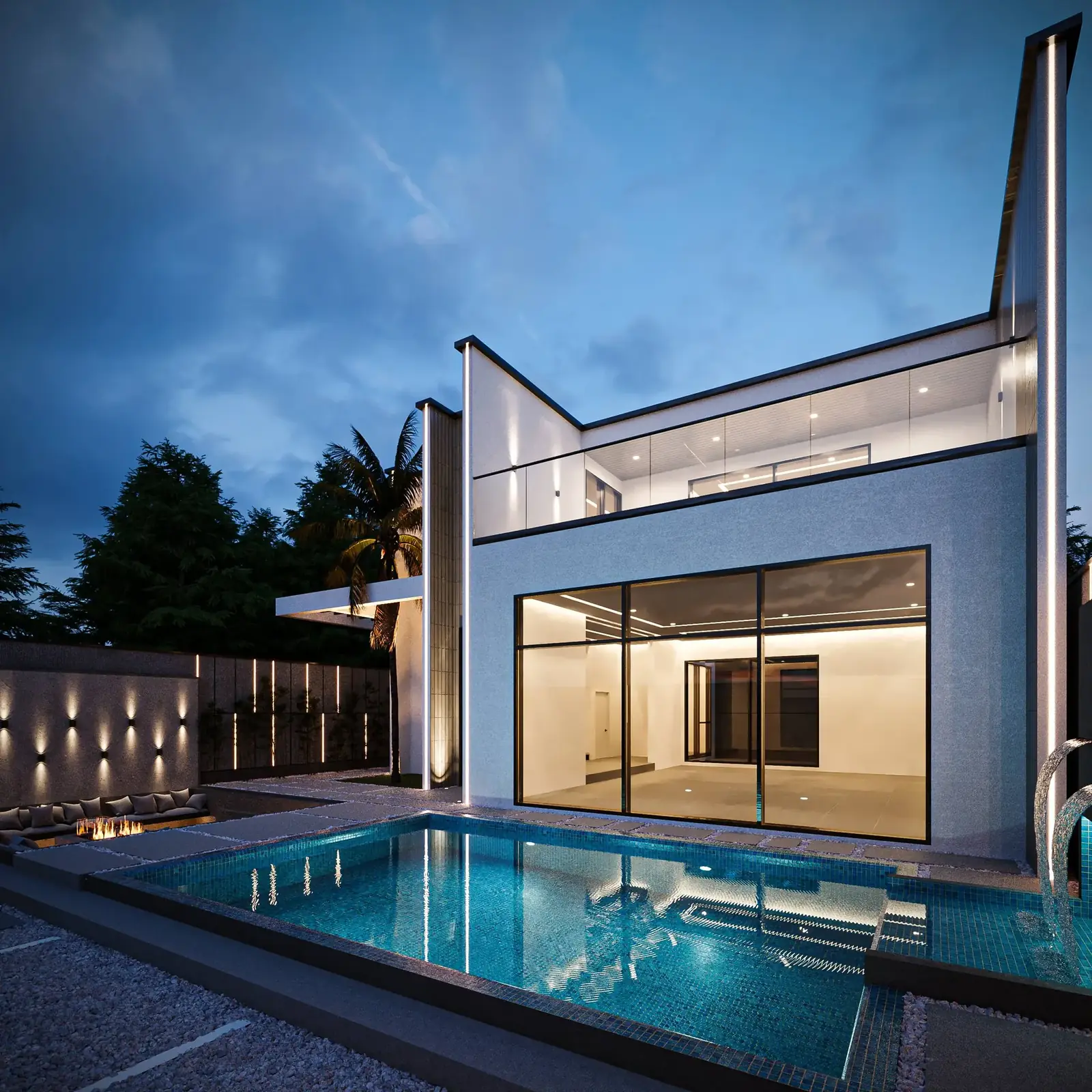 Layers Villa pool and glass volume